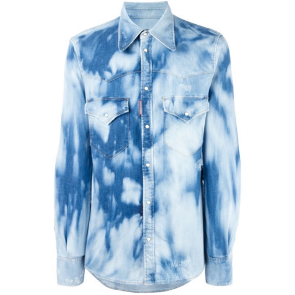 Dsquared2 bleached long-sleeve denim shirt